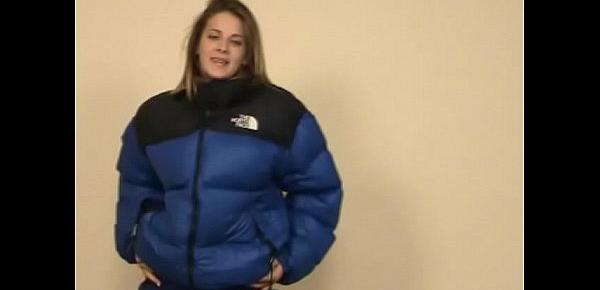  Brittany Lynn tries on puffy jackets and pants